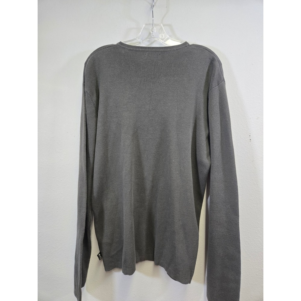 Guess Charcoal Gray Cotton Ribbed V-Neck Pullover Sweater XL Men's - Picture 4 of 8